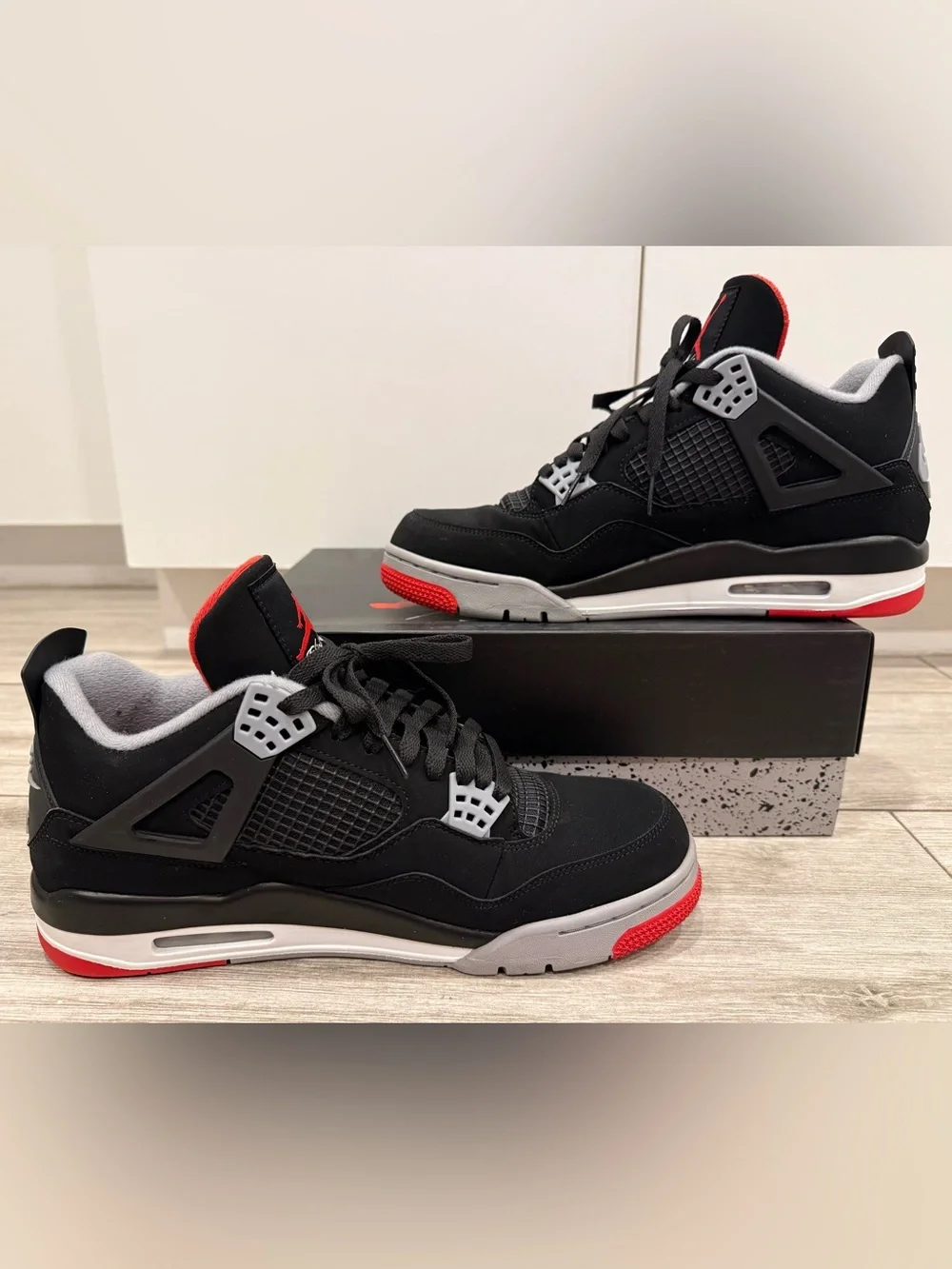 2019 Jordan 4 Retro OG Bred 308497-060 Black Fire Red White Cement Grey White 12